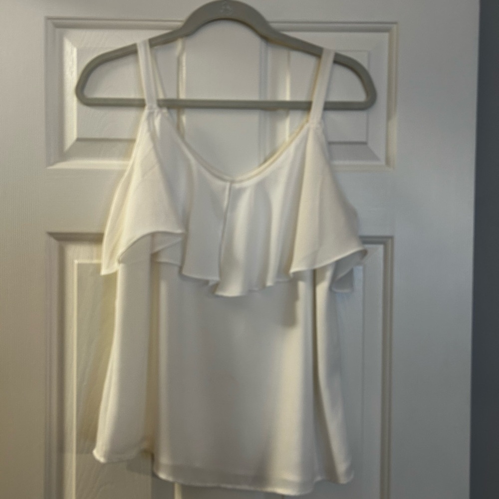 New York & Company Cream Ruffle Camisole